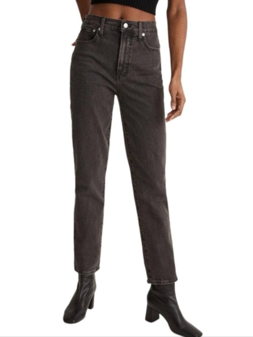 Madewell Perfect Vintage Jean High Waist Mom Jean Lunar Wash Washed Black 16W